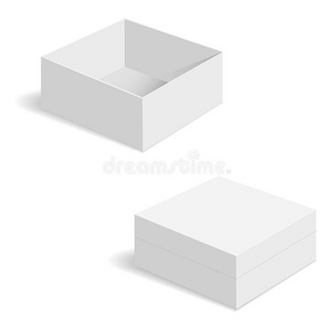 白色的正方形盒样板.纸容器为产品.矢量