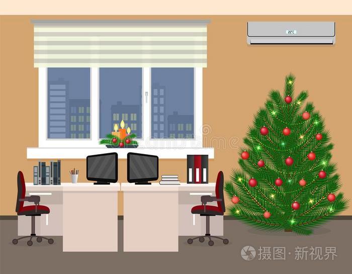 办公室房间内部包括圣诞节设计采用两个使工作土壤植物大气连续体