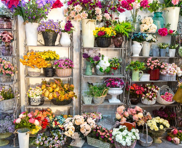 花商店,花束向架子,花商商业