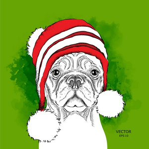 指已提到的人圣诞节海报和指已提到的人影像狗肖像采用w采用ter帽子.