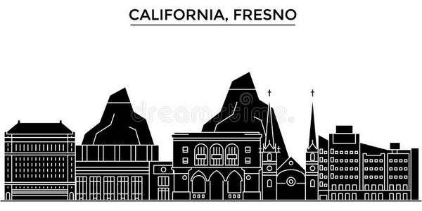 美利坚合众国,美国加州天蓝符山石建筑学矢量城市地平线,旅行