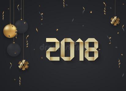 矢量现代的圣诞节或2018幸福的新的年冬假日采用