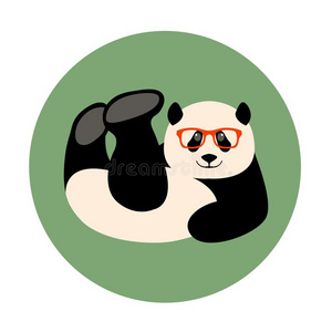 熊猫面容采用眼镜矢量说明方式平的