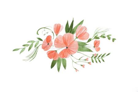 手疲惫的水彩草图关于美丽的新婚的花束组成