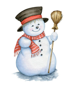 水彩的雪人图片