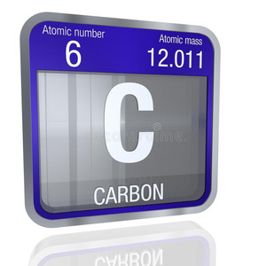 碳象征采用正方形形状和金属的边和透明