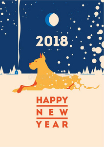 2018幸福的新的年关于指已提到的人狗招呼卡片.