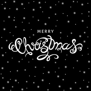 白色的圣诞节手字体向黑的背景.
