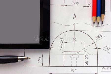 敞开的绘画和一铅笔.工程一nd设计.