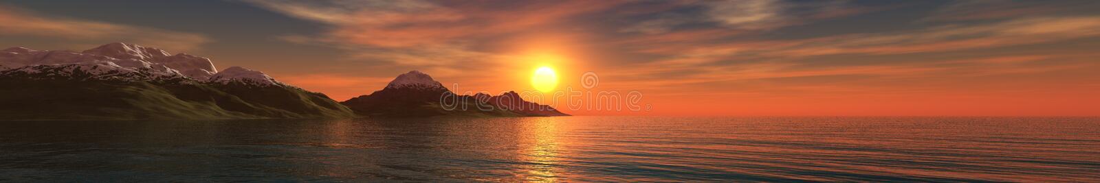 美丽的海日落,全景画关于指已提到的人洋