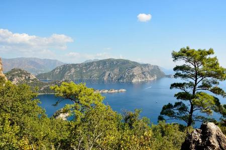 地中海的海岸在近处马尔马里斯,火鸡.