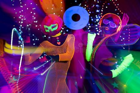 发光umbilicalvein脐静脉氖迪斯科舞厅社交聚会照片