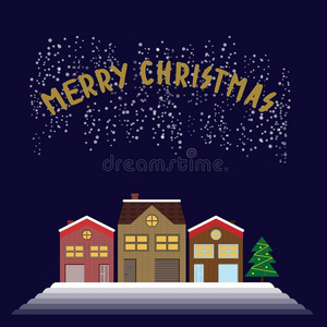圣诞节招呼照片和木造的住宅和指已提到的人克里斯塔