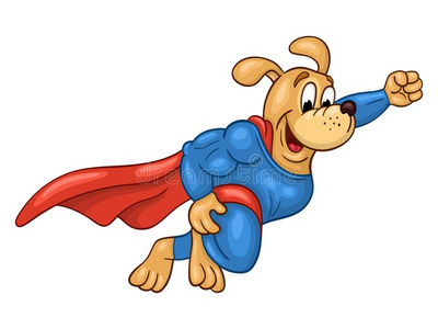 飞行的超级的英雄狗照片