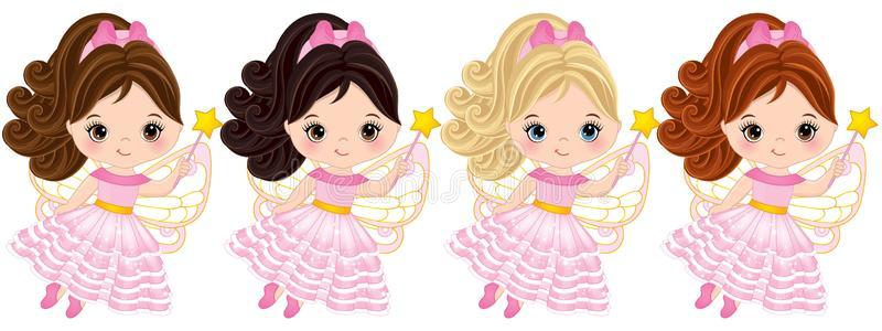 矢量漂亮的小的仙人和魔法权杖飞行的照片