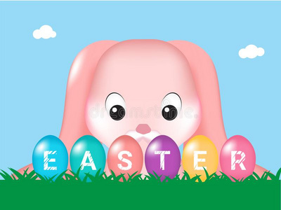 复活节兔子和鸡蛋背景说明