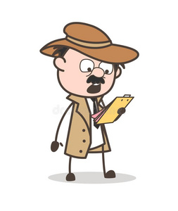 漫画警探惊奇的后的观察报告矢量illust照片