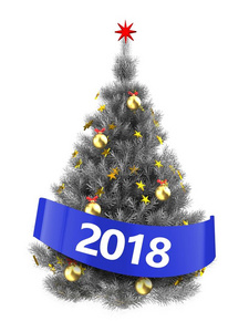3英语字母表中的第四个字母银圣诞节树和2018符号