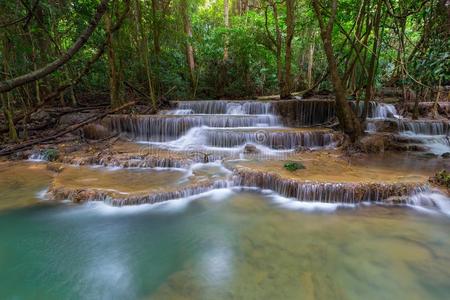 美丽的瀑布名字华伊更多的卡明采用卡纳贾纳布里泰国