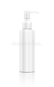 空白的包装化妆品泵瓶子向白色的背景