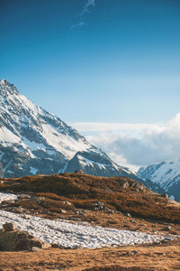 美丽的山风景和雪