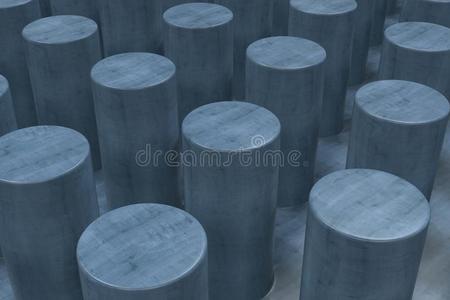 平原蓝色木制的表面和圆筒