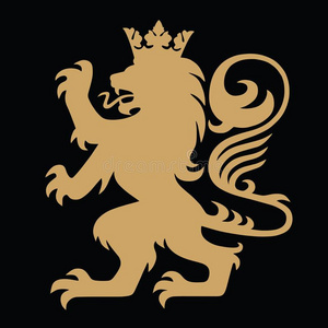 画像黄金嵴设计与猖獗狮子狮子雕像3,金色金王冠关于指已提到的人国王