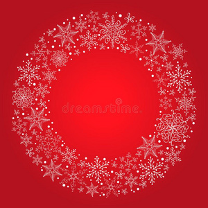 矢量圣诞节红色的背景和雪花花环