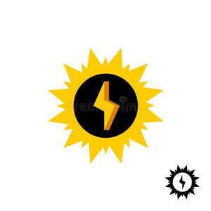 太阳能量标识和闪电般的螺栓