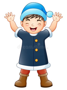 幸福的男孩采用蓝色SociedeAnonimaNacionaldeTransportsAereos国家航空运输公司克劳斯戏装