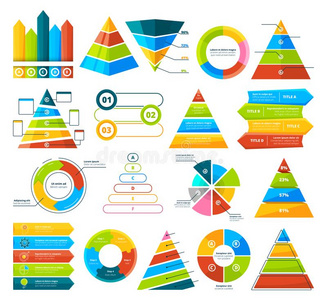大的矢量收集关于信息图原理.馅饼图表,图表