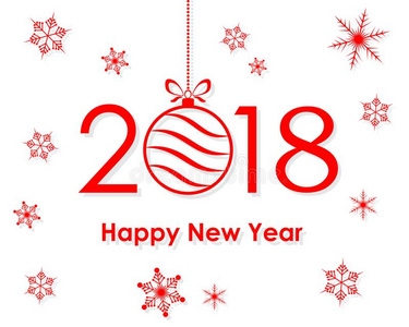 幸福的新的年2018和文本和圣诞节球.矢量illust