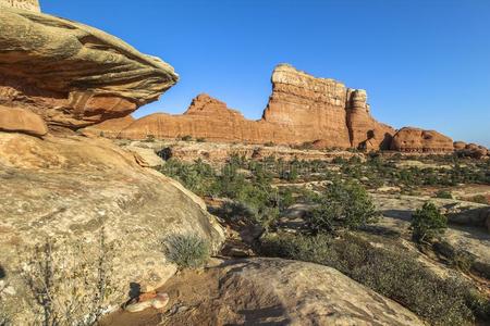 美好的红色的岩石风景采用指已提到的人针地区,CanyonlandsNationalParksurroundingthejunct