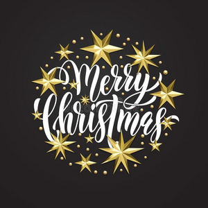 愉快的圣诞节金色的装饰,手疲惫的美术字字体英语字母表的第6个字母