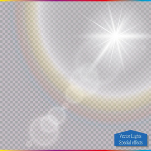 矢量透明的阳光特殊的透镜闪耀光影响.