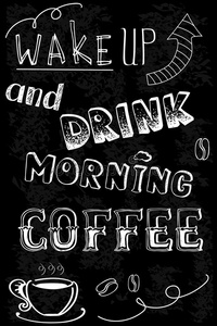 醒在上面和喝早晨咖啡豆.
