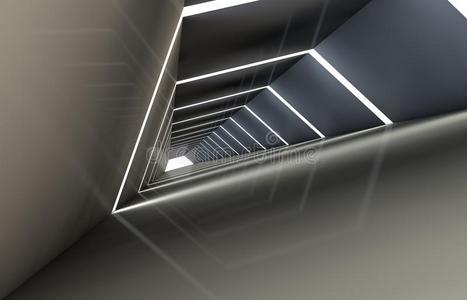 抽象的隧道和缺口,和一反射的地面一nd天花板