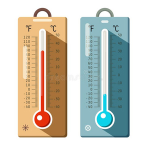 温度计偶像放置.夏和冬