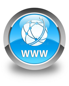 worldwidewait环球等待全球的网偶像有光泽的青色蓝色圆形的按钮