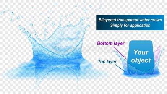 双的层水溅起王冠和反映