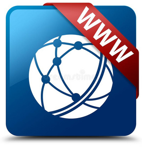 worldwidewait环球等待全球的网偶像蓝色正方形按钮红色的带采用科恩
