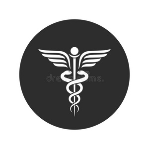 凯翼有翼的蛇古代的医学的矢量象征照片