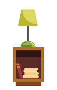 绿色的灯看台向木制的床边表满的关于书