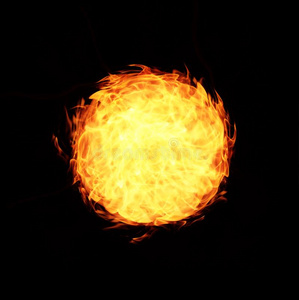 抽象的球火火焰向黑的背景照片