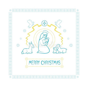 矢量说明卡片关于指已提到的人基督教徒假日关于圣诞节.