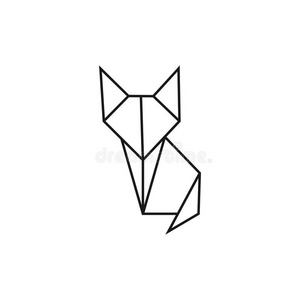 折叠的乐趣折纸手工猫.几何学的线条形状为艺术关于折叠的纸.标识照片