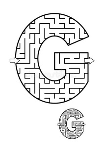 信英语字母表的第7个字母迷宫游戏为照片