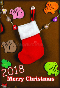 卡片.愉快的圣诞节.手工做的圣诞节长筒袜