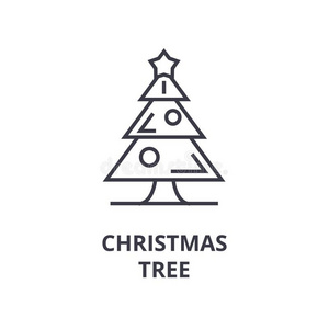 圣诞节树线条偶像,out线条符号,线条ar象征,矢量,英语字母表的第6个字母