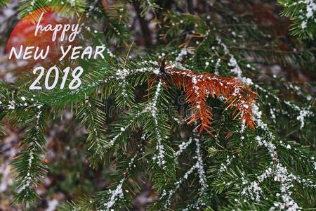 新的年2018祝贺的信息和一Christm一s冷杉树英语字母表的第3个字母